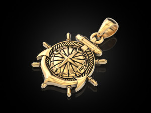 Anchor rudder and compass pendant Model Cetak 3D