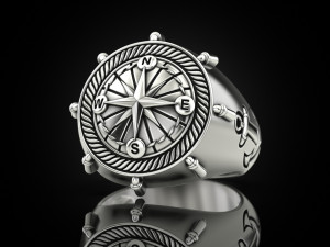 Anchor rudder and compass Ring 3Dプリントモデル