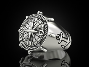 Anchor rudder and compass Ring Modelo de Impressão 3D