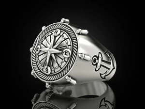 Anchor rudder and compass Ring 3D Print Model