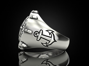 Anchor rudder and compass Ring Modelo de Impressão 3D