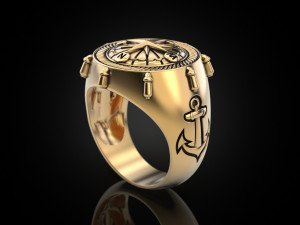 Anchor rudder and compass Ring Modelo de Impressão 3D