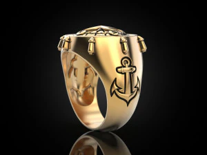 Anchor rudder and compass Ring 3D Print Model