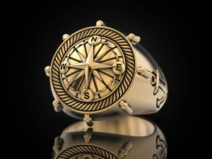 Anchor rudder and compass Ring 3D Print Model