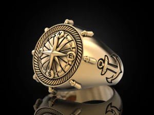 Anchor rudder and compass Ring 3D Print Model