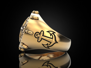 Anchor rudder and compass Ring Modelo de Impressão 3D