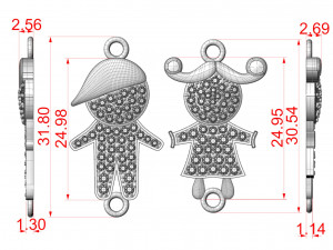 Bracelet charm for mom Boy and Girl 3D Print Model