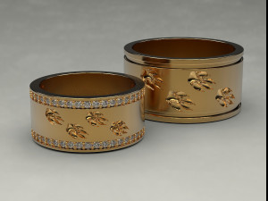 Wedding rings Wolf tracks Modelo de Impressão 3D