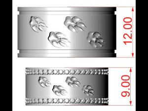 Wedding rings Wolf tracks 3D Print Model