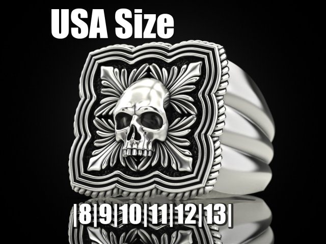 Skull Ring 151223 3D 打印模型 .c4d .max .obj .3ds .fbx .stl .blend 