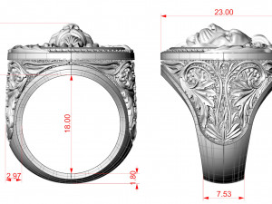 Royal Lion ring Modelo de Impressão 3D