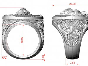 Royal Lion ring 3D Print Model