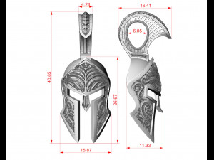 Patterned Roman helmet pendant Modelo de Impressão 3D