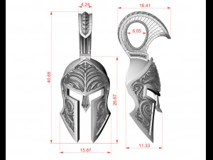 Patterned Roman helmet pendant 3D Print Model