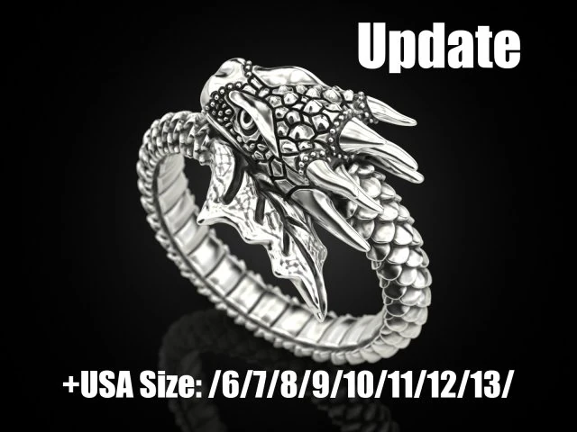Ring A Dragon 3D Print Model .c4d .max .obj .3ds .fbx .stl .blend