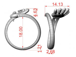 Baby hand ring 2 3D Print Model
