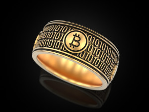 Bitcoin Zeros and ones Ring 3D-printmodel