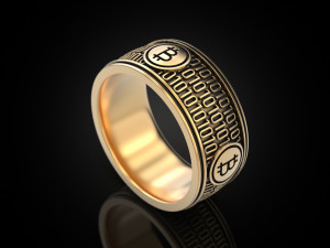 Bitcoin Zeros and ones Ring 3D प्रिंट मॉडल