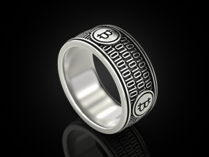 Bitcoin Zeros and ones Ring 3D प्रिंट मॉडल