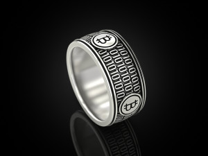 Bitcoin Zeros and ones Ring 3D प्रिंट मॉडल
