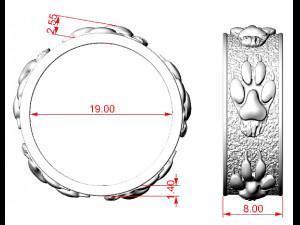 Ring wolf paw 3D 打印模型