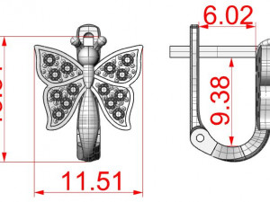 Butterfly earring 2 Modelo de Impressão 3D