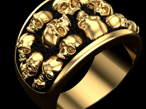 Skulls ring Modèles 3D en vedette