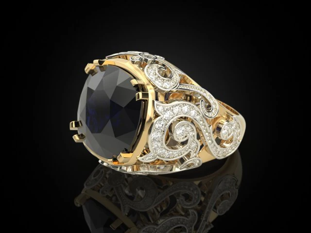 Ring with big gem 3D Print Model .c4d .max .obj .3ds .fbx .stl .blend