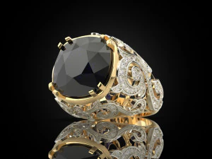 Ring with big gem 3D Print Model
