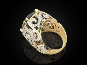 Ring with big gem 3D-Druckmodell