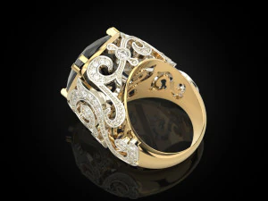 Ring with big gem 3D Print Model