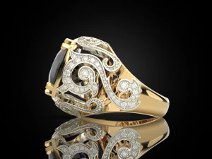 Ring with big gem 3D Print Model