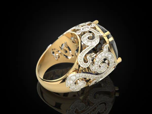 Ring with big gem 3D Print Model