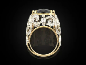 Ring with big gem 3D Print Model