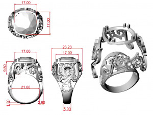 Ring with big gem 3D-Druckmodell