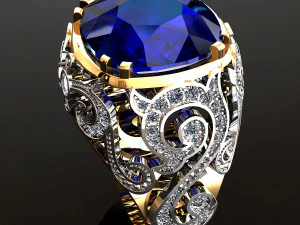 Ring with big gem 3D Print Model
