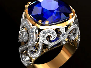Ring with big gem 3D Print Model