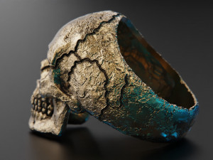 Skull texture ring 3D Baskı Modeli