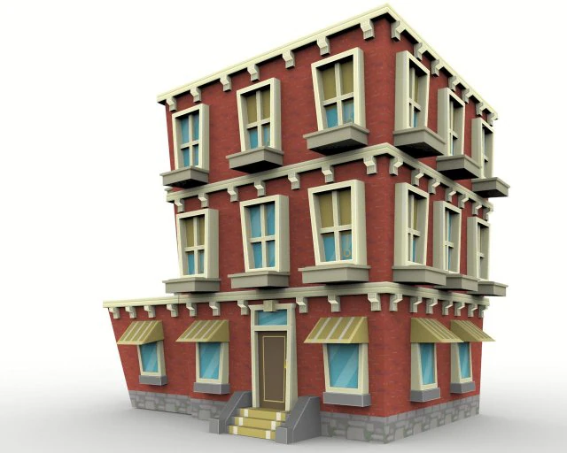 low poly building 3D Model .c4d .max .obj .3ds .fbx .stl .blend