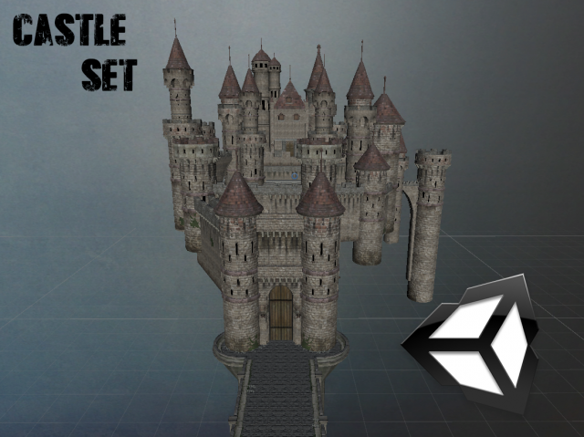 castle set unity 3D Model .c4d .max .obj .3ds .fbx .stl .blend 