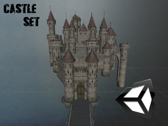 castle set unity 3D Model .c4d .max .obj .3ds .fbx .stl .blend 