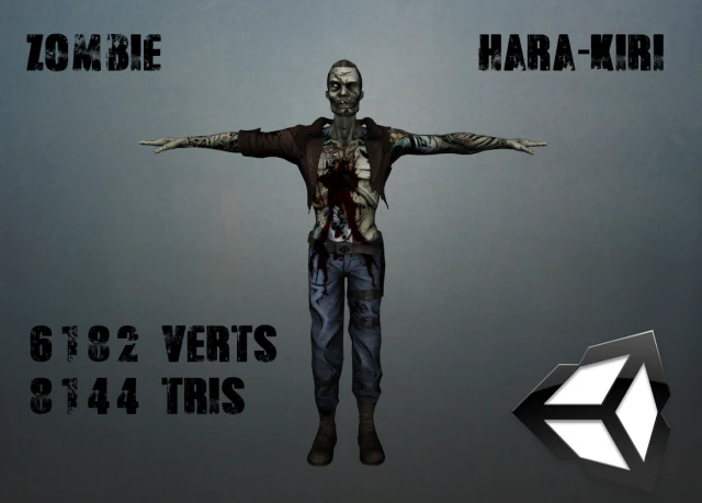 zombie hara-kiri 3D Model .c4d .max .obj .3ds .fbx .stl .blend 