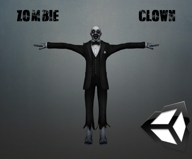 zombie clown 3D Model .c4d .max .obj .3ds .fbx .stl .blend 