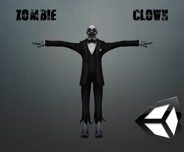 zombie clown 3D Model .c4d .max .obj .3ds .fbx .stl .blend