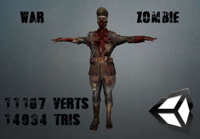 wwii zombie 3D Model .c4d .max .obj .3ds .fbx .stl .blend 