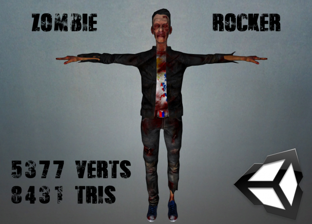 zombie rocker 3D Model .c4d .max .obj .3ds .fbx .stl .blend 