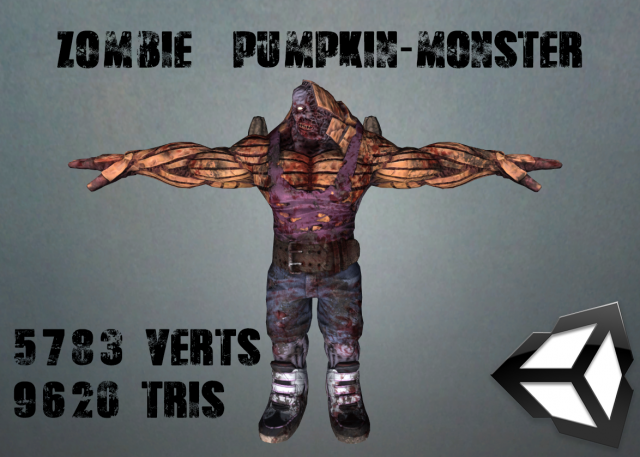 zombie pumpkin-monster Model 3D .c4d .max .obj .3ds .fbx .stl .blend 