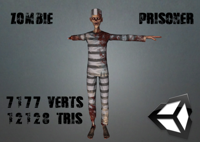zombie prisoner 3Dモデル .c4d .max .obj .3ds .fbx .stl .blend 