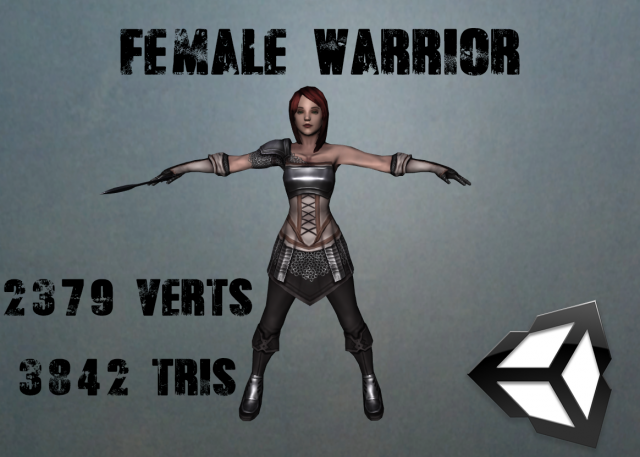 female warrior 3D Модель .c4d .max .obj .3ds .fbx .stl .blend 