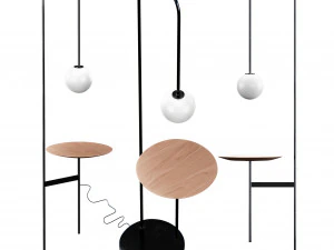 luz con mesa de living divani Modelo 3D